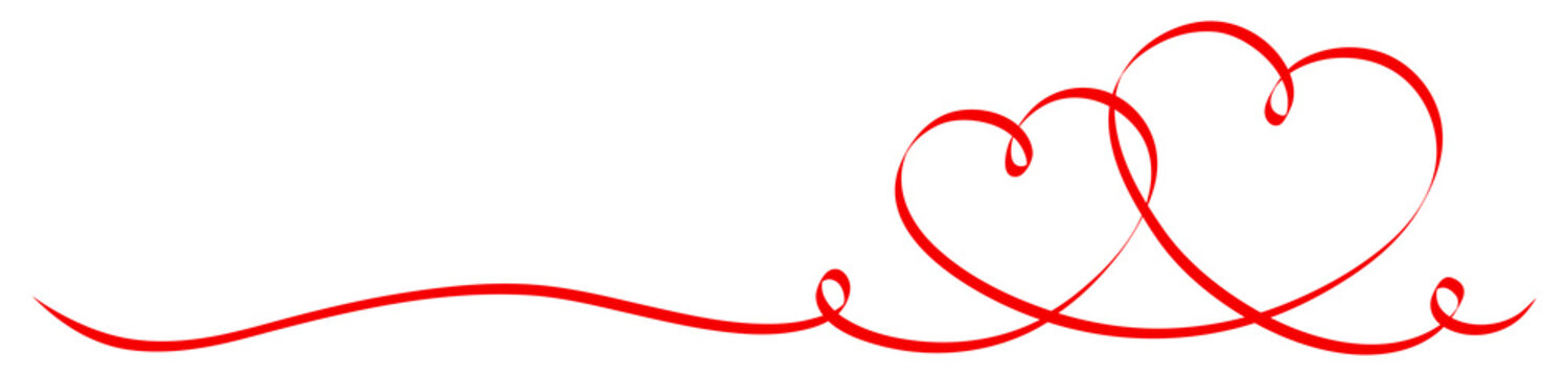 Kalligrafie Zwei Verbundene Herzen Rechts Klein Und Groß Rot