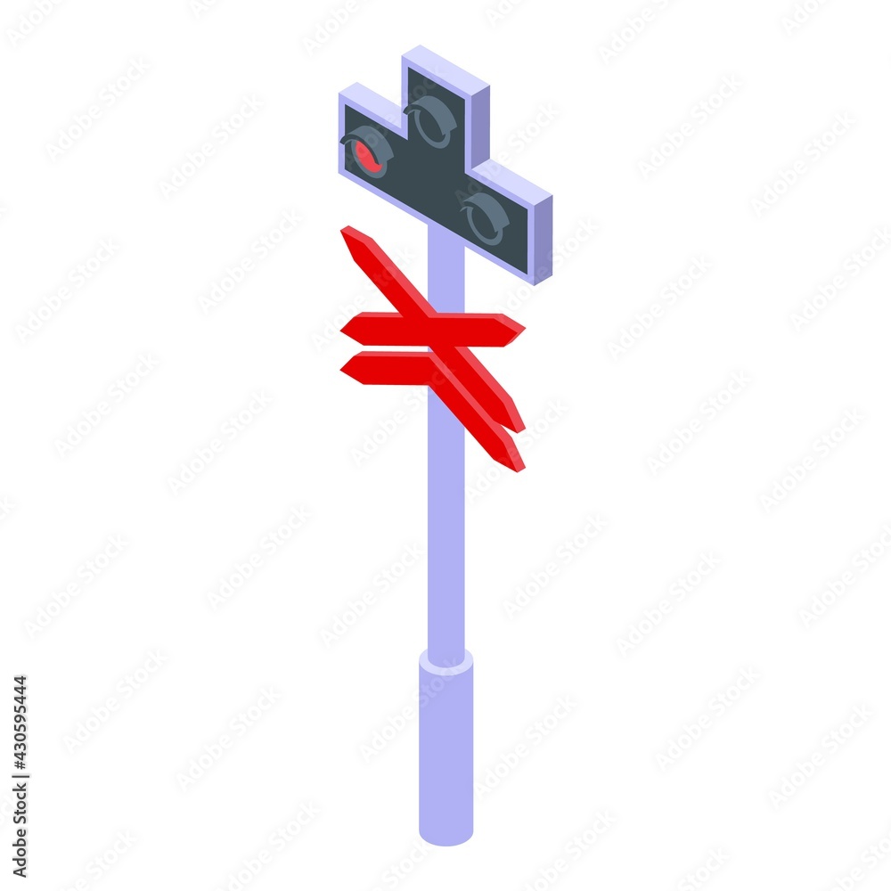 Poster railway warning indicator icon. isometric of railway warning indicator vector icon for web design is