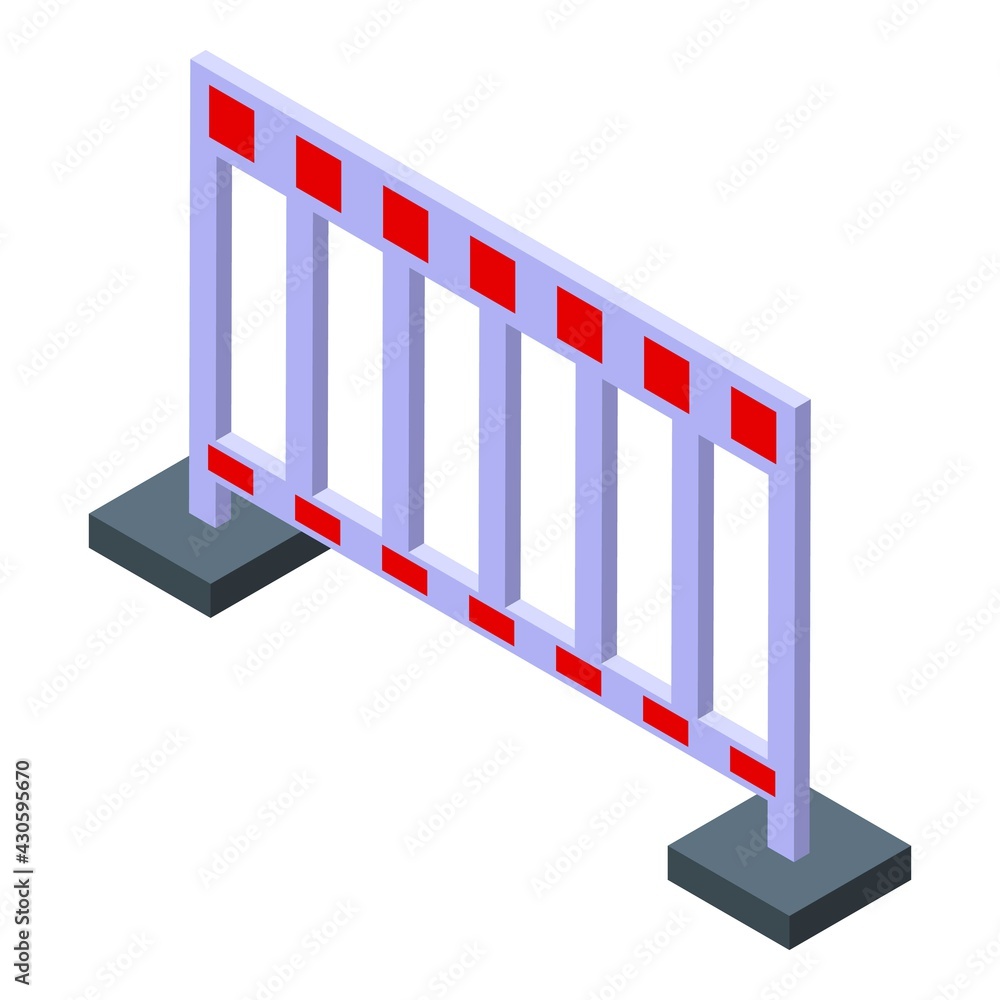 Poster traffic barrier icon. isometric of traffic barrier vector icon for web design isolated on white back