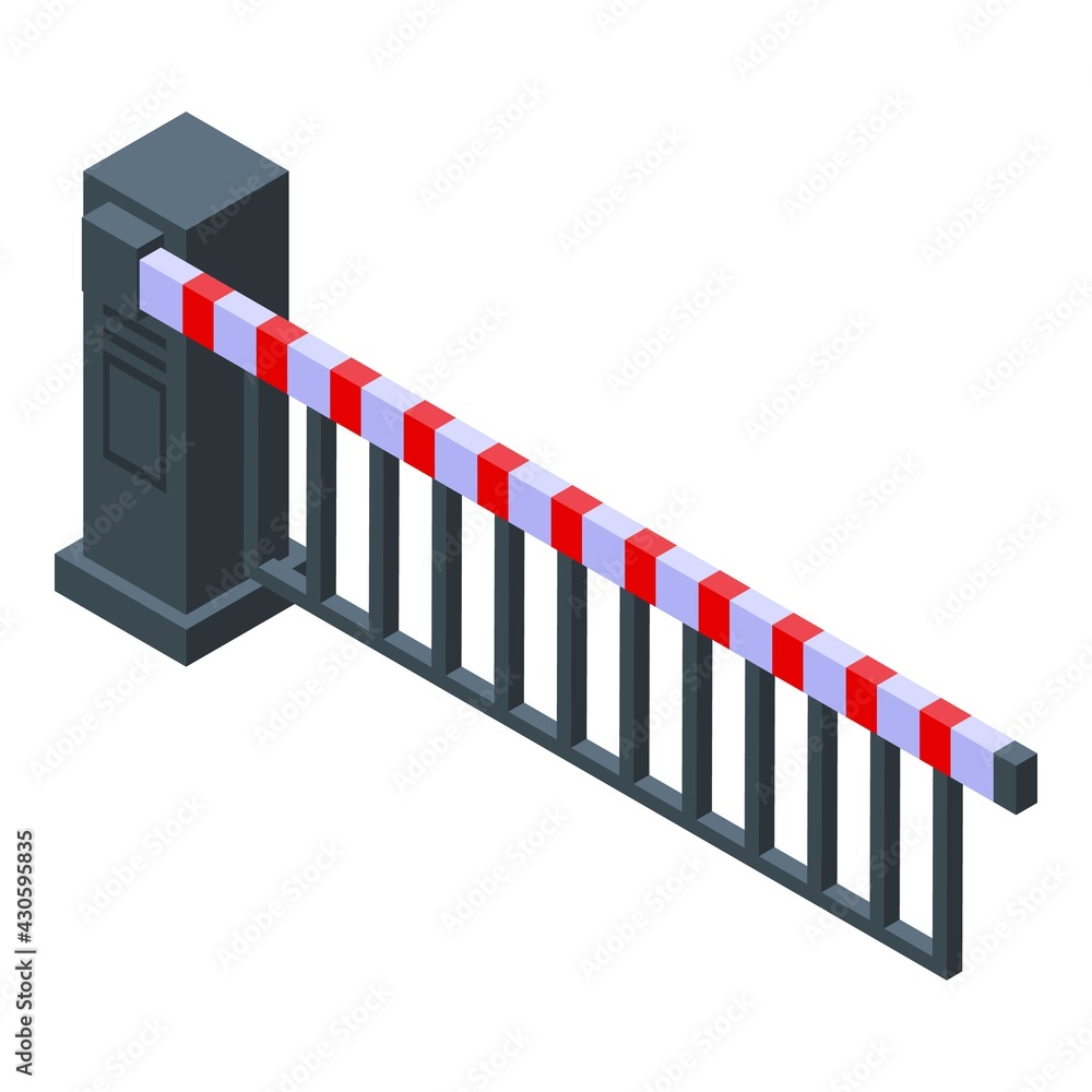 Poster caution rail barrier icon. isometric of caution rail barrier vector icon for web design isolated on 