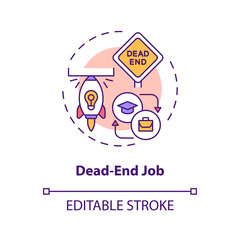 Dead-end job concept icon. Ceiling in work idea thin line illustration. Further advancement impossible. Job transition reason. Vector isolated outline RGB color drawing. Editable stroke