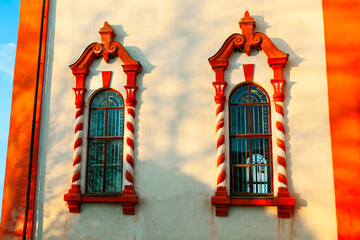 Church Windows in Gothic Style . Stucco around the window
