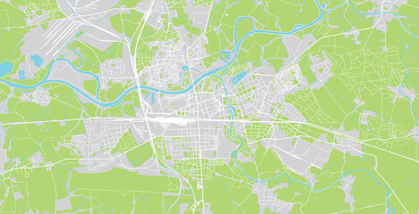 Urban vector city map of Pardubice, Czech Republic, Europe
