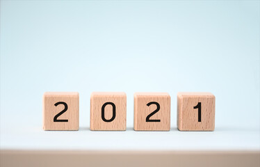 2021 text with Concept Start New Year 2021