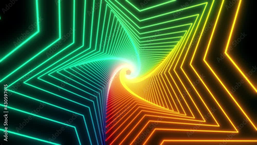 Poster flight in bright color abstract sci-fi tunnel seamless loop. futuristic vj motion graphics for music