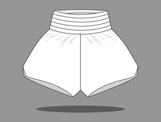 White Shorts Boxing Pants-Running Pants Template on Gray Background, Vector File.