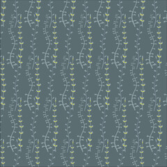 Vector Pattern gray with yellow. Plants and herbs . Wallpaper for the living room. Curtains . 