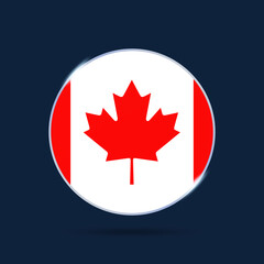 canada national flag Circle button Icon. Simple flag, official colors and proportion correctly. Flat vector illustration.
