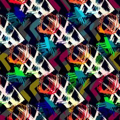 Bright abstract geometric seamless pattern in graffiti style. Quality vector illustration for your design