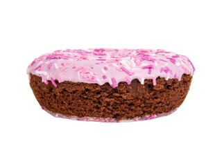 Bluberry violet glazed donut decorated isolated on the white background