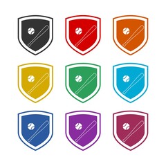 Baseball icon isolated on white background color set