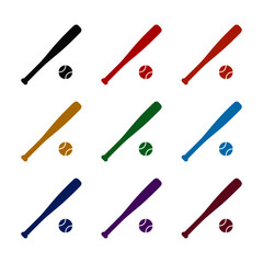 Baseball icon isolated on white background color set