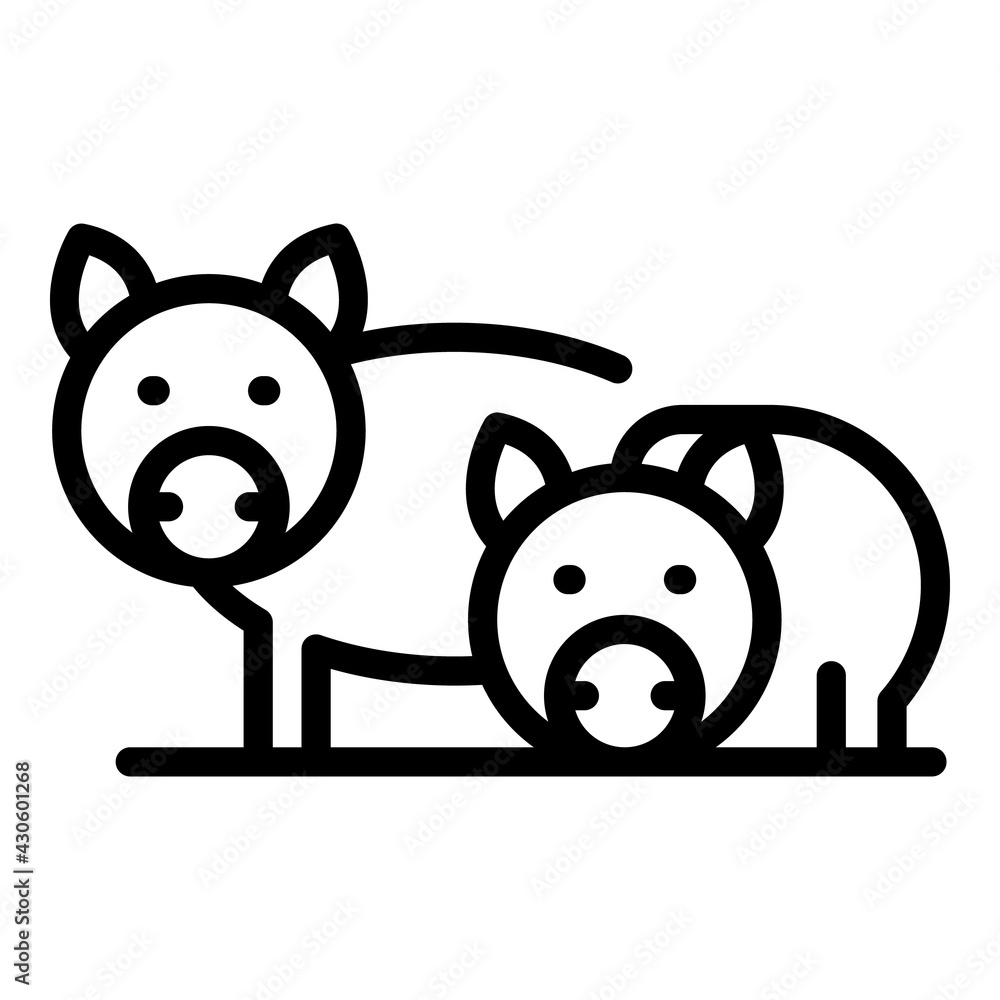Poster ranch pigs icon. outline ranch pigs vector icon for web design isolated on white background