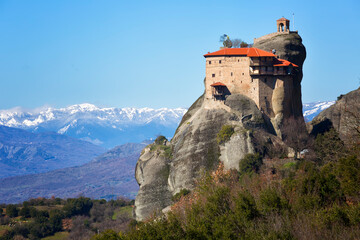 Fototapeta na wymiar Greece, monastery on the rocks in Meteora
