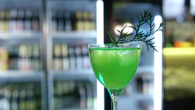 An alcohol cocktail on the bar counter