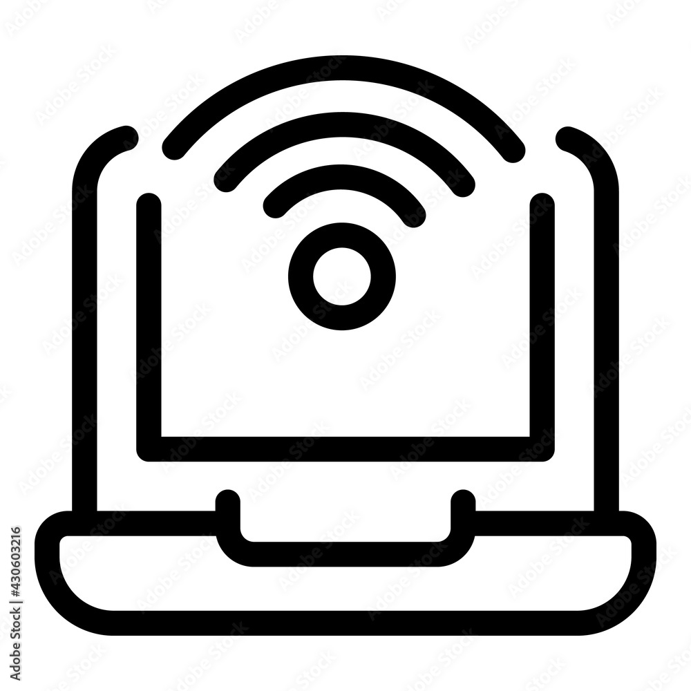 Poster laptop wifi icon. outline laptop wifi vector icon for web design isolated on white background