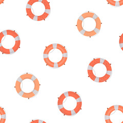 Seamless life preserver pattern. Colorful and cute design for summer time. Vector illustration.