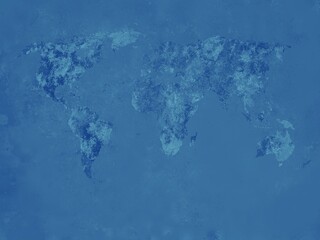 Grunge world map on black background. Digital art illustration