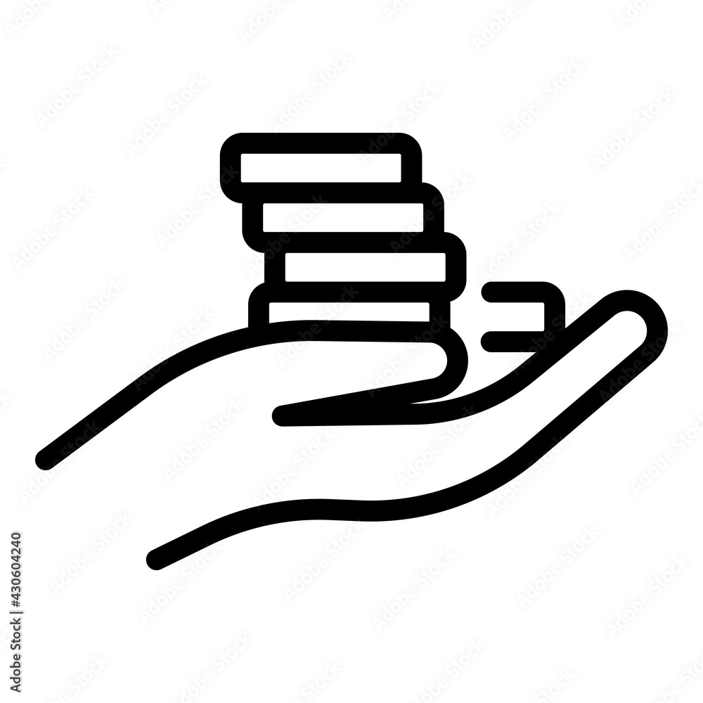 Poster Compensation coins stack icon. Outline Compensation coins stack vector icon for web design isolated on white background