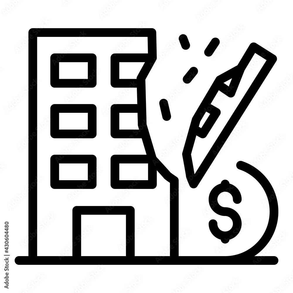 Poster building compensation icon. outline building compensation vector icon for web design isolated on whi