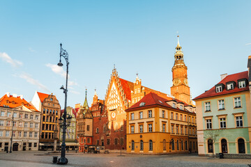 Obraz premium morning view of the sights of the city of wroclaw in poland