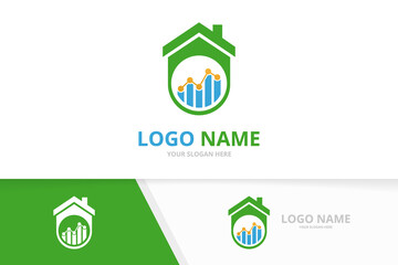 Real estate and graph logo combination. Home and chart logotype design template.