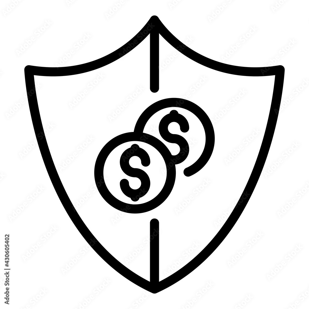 Poster secured shield compensation icon. outline secured shield compensation vector icon for web design iso