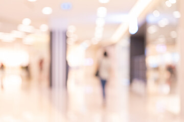 Abstract defocused or blurred background of the shopping mall with nice department store interior. which including of people and shop store.	