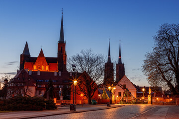 morning view of the sights of the city of wroclaw in poland