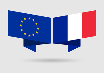 EU and France flags. European Union and French national symbols. Vector illustration.