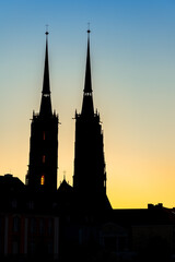 Naklejka premium morning view of the sights of the city of wroclaw in poland