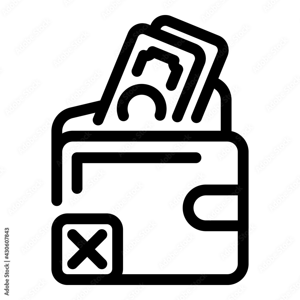 Poster wallet payment cancellation icon. outline wallet payment cancellation vector icon for web design iso