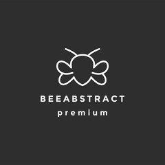 bee abstract logo in line art design concept on black background