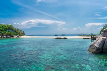 Tropical island empty beach in Thailand Asia, pandemic travel 2021