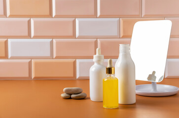 Cosmetics product advertising. Beauty cosmetics concept.