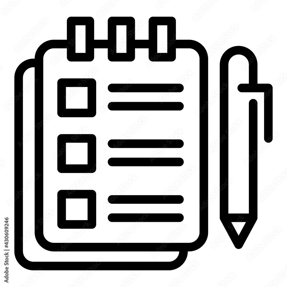 Poster rush job notebook icon. outline rush job notebook vector icon for web design isolated on white backg