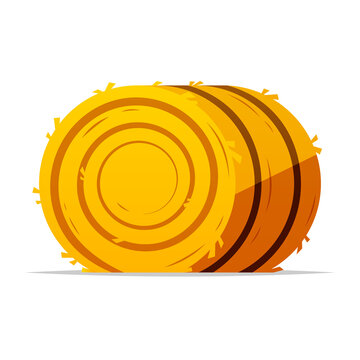 Round bale of hay vector isolated illustration