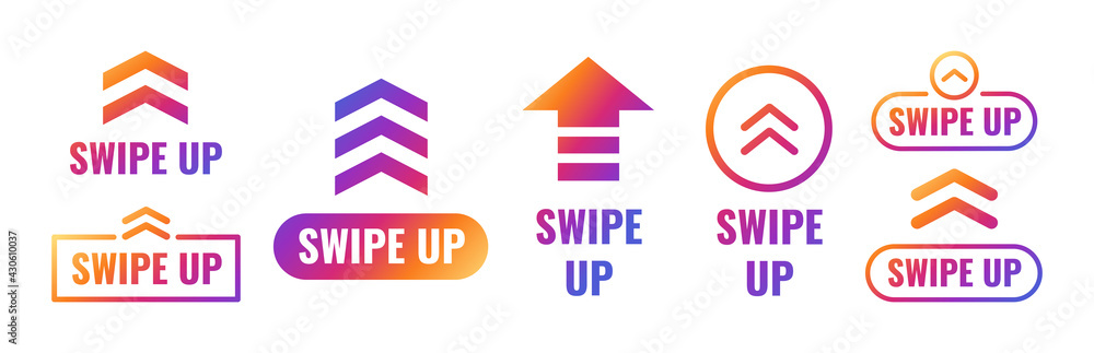 Aufkleber swipe up, set of buttons for social media. arrows, buttons and web scroll icons for advertising and 