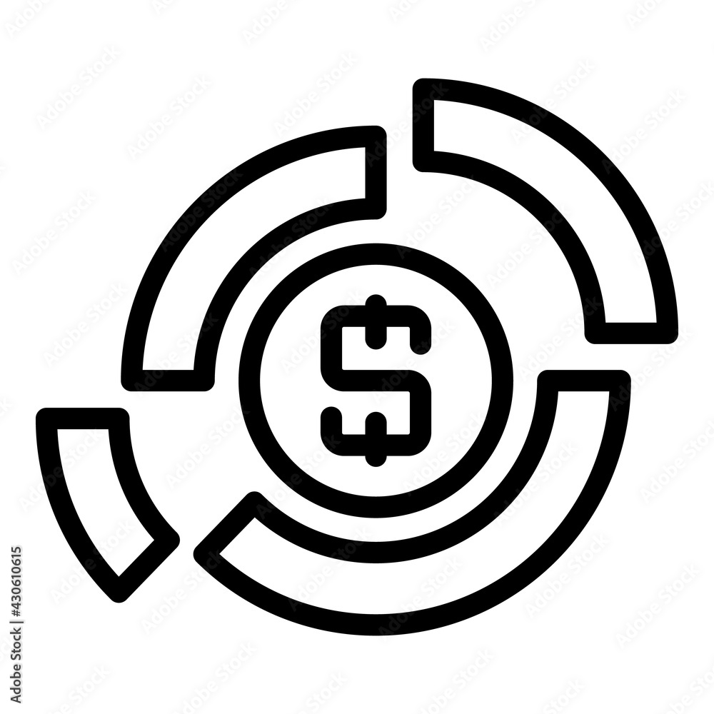 Poster result money pie chart icon. outline result money pie chart vector icon for web design isolated on w