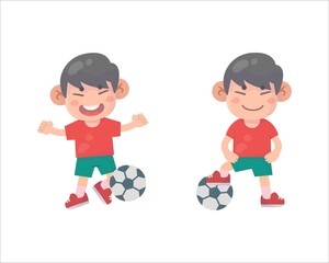 happy kids boy play football