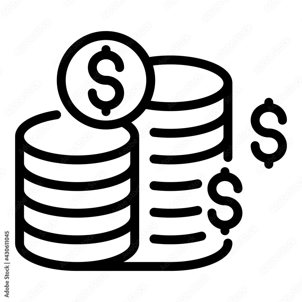 Poster result money coin stack icon. outline result money coin stack vector icon for web design isolated on
