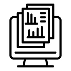 Result money monitor chart icon. Outline Result money monitor chart vector icon for web design isolated on white background