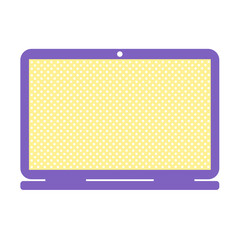 Flat illustration of laptop with yellow screen. Vector isolated illustration for background