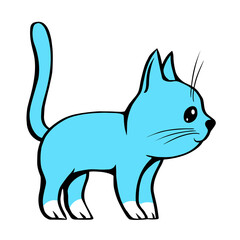 Cute cartoon blue kitten. Clipart for sticker. Vector isolated outline illustration