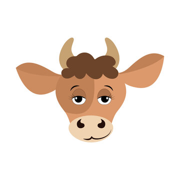 Vector cartoon illustration of a calf head. Taurus horoscope