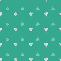 Creative simple style seamless pattern with cosmos flowers elements. Turquoise light background. Bloom artwork.