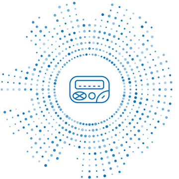 recommend clip art: Blue line Pager icon isolated on white background. Vintage 1990s electronics messenger. Abstract circle random dots. Vector