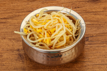 Soy sprout heap in the bowl