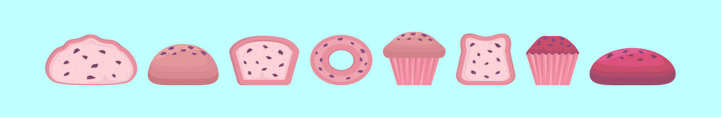 Set of raisin cartoon icon design template with various models. vector illustration isolated on blue background