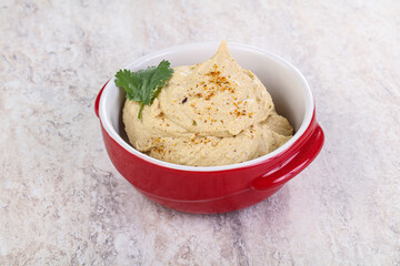 Traditional Jewish Hummus with olive oil